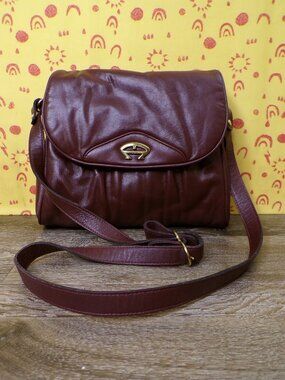 ETIENNE AIGNER Women's Vintage Leather (?) Burgundy Purse Shoulder Bag